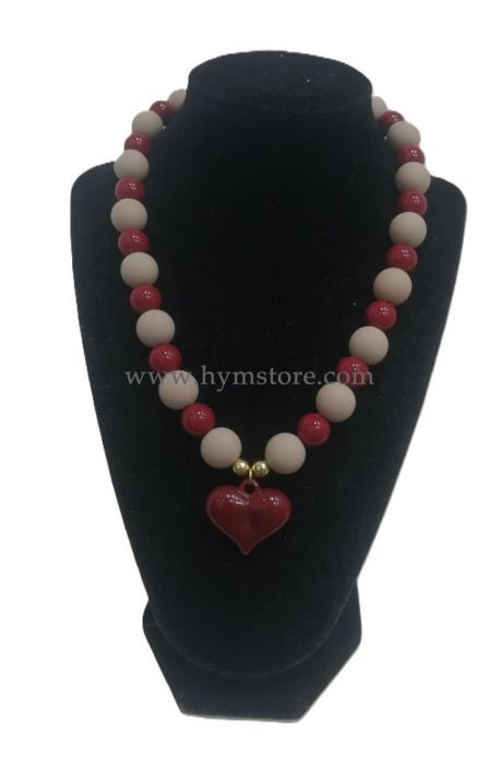 COLLAR BOLAS DE CHICLE Y DIJE CORAZÓN